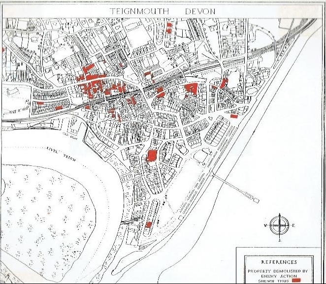 WW2 Bombings In Teignmouth Bills Phone Teignmouth   Teignmouth Bombed Map 1 